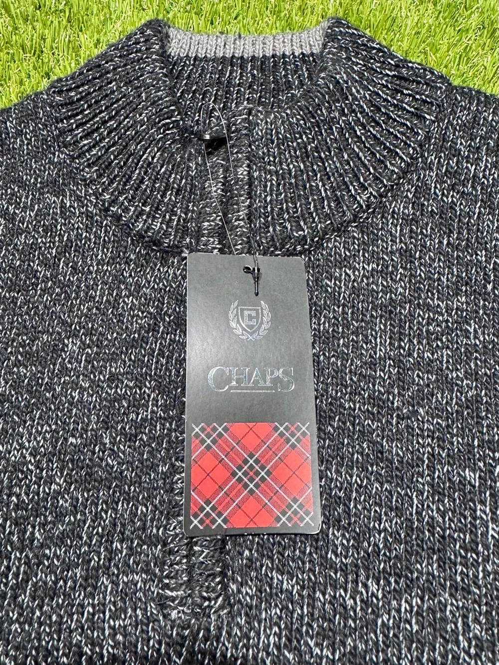 Chaps Men's Black 1/4 Zip Mock Neck Knit Pullover Sweater XL Black NWT